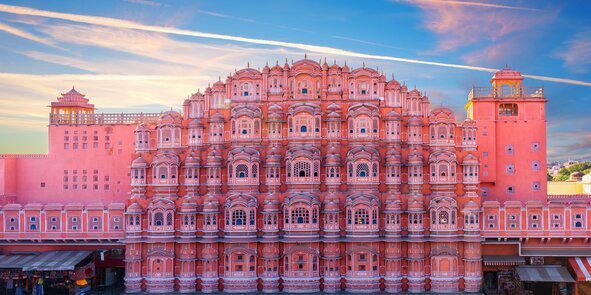 Hawa,Mahal,Palace,,City,Palace,Complex,Sunset,View,,Jaipur,,Rajasthan,